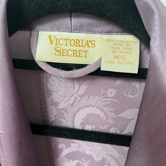 Vintage Victoria Secret Gold Label purple satin robe Valentines Day M/L - Picture 6 of 12